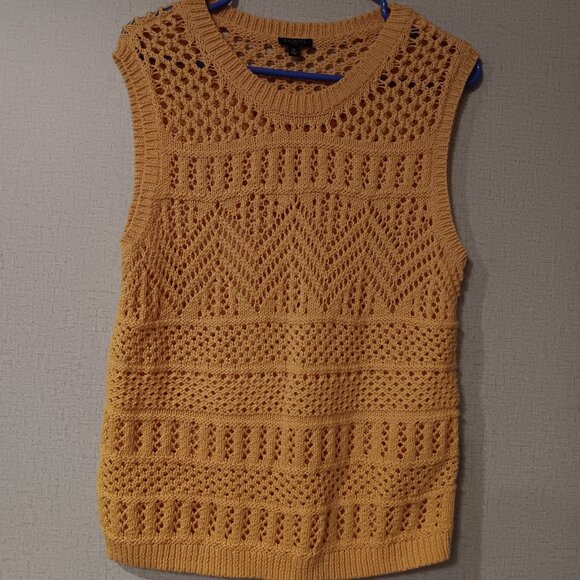 Talbots Open Stitch Tank set of 2 Orange and dark Green sz M semi new - Picture 2 of 5